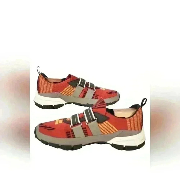 SS18 PRADA Scarlet Red Hook Loop Trail Mesh Crossection Nylon Tech Sneaker 9.5US - Picture 5 of 9